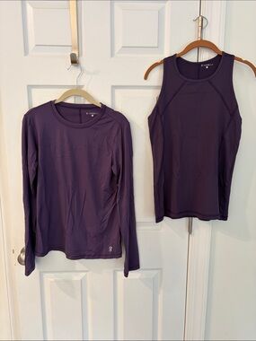 Sofibella Purple Long Sleeve Tennis Tee with Matching Tank 🎾